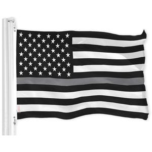 Thin Gray Line American Flag: 3x5 ft 150D Polyester, Brass Grommets