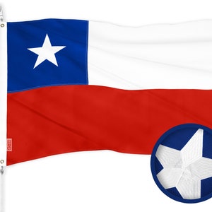 Embroidered Chilean Flag: 3x5 Ft 300D Polyester with Brass Grommets