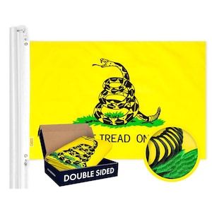 Gadsden (Dont Tread On Me) Flag 210D Embroidered Polyester 3x5 Ft - Double Sided 3ply