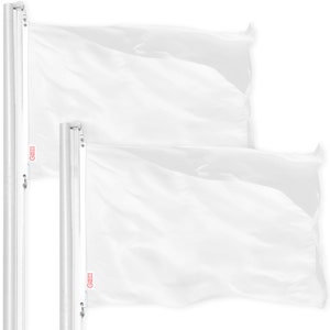 Solid White Flag 2x3 Ft: 150D Polyester, Brass Grommets (2 Pack)