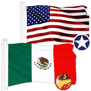 Embroidered USA & Mexico Flag Set: 2.5x4 Ft Polyester Flags