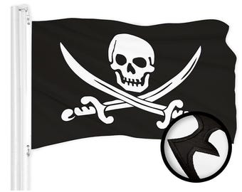 Embroidered Pirate Flag: Jolly Roger Swords Design, 3x5 Ft