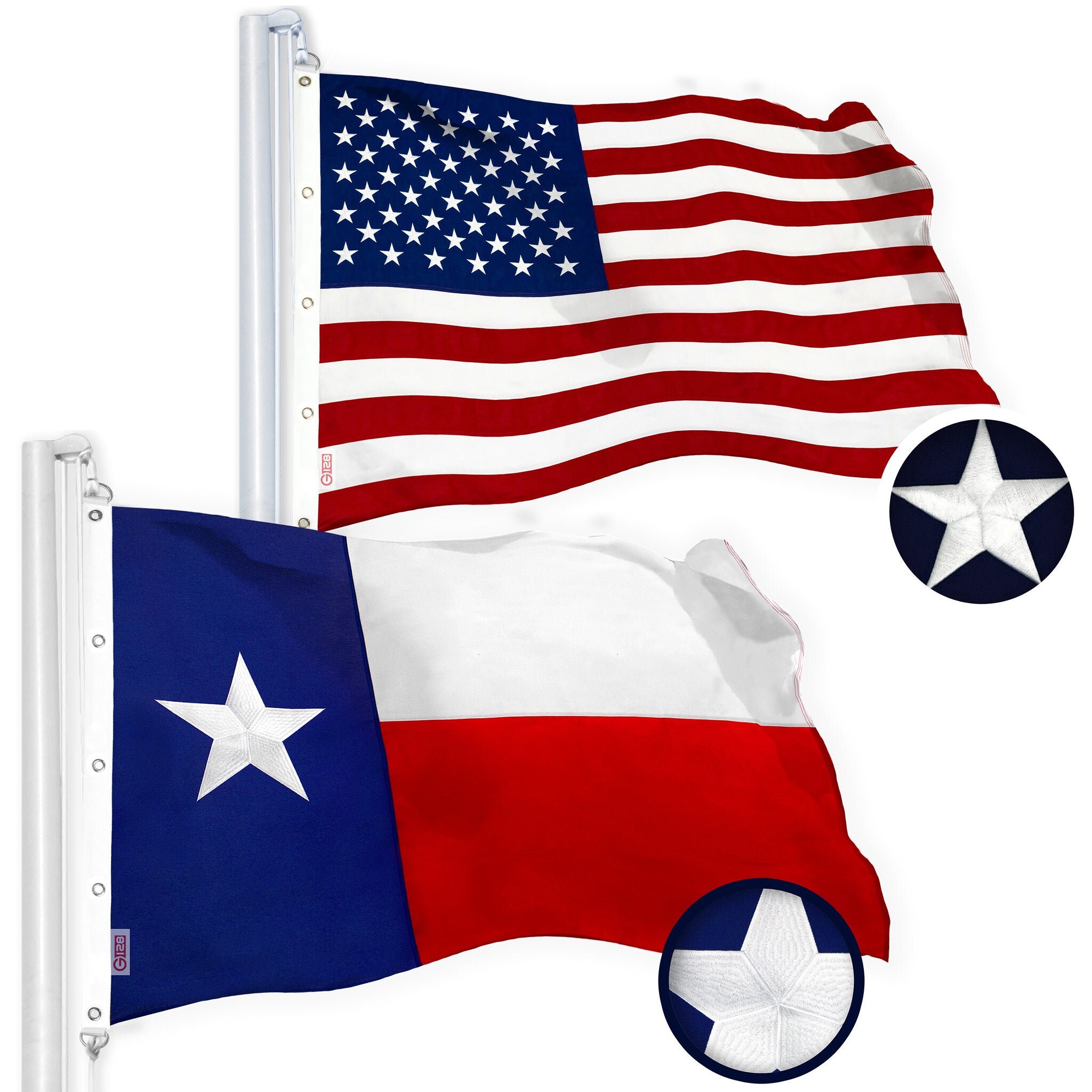 thumbnail interactive-video image 1 of Lakeshore Trade 3x5 FT Flag Set – USA American Flag + Texas State Flag – Premium Polyester 1 of 3