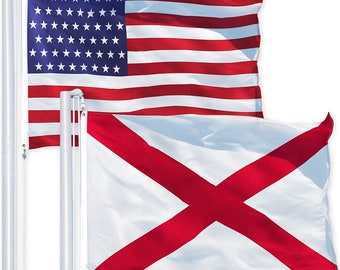 USA & Alabama State Flag Set: 3x5 Ft Printed Polyester