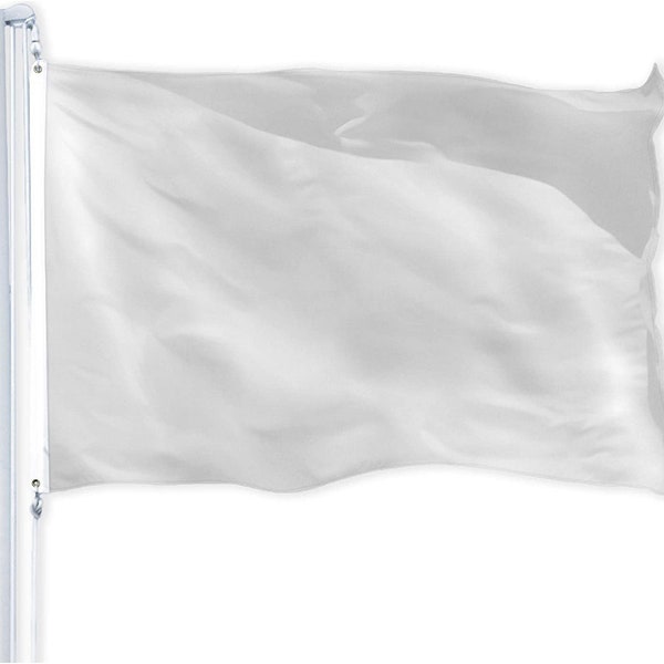 G128 Solid White Color Flag | 3x5 feet | Printed 150d – Indoor/Outdoor, Vibrant Colors, Brass Grommets, Quality Polyester, Much Thicker