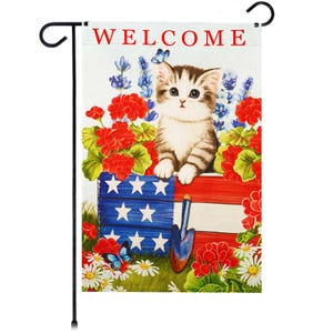 Patriotic Kitten Garden Flag: Double Sided Independence Day Decor
