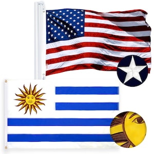 USA & Uruguay Flag Combo: Embroidered 3x5 Ft Polyester