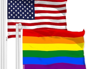 USA & LGBT Pride Flag Set: 3x5 Ft Polyester, Brass Grommets