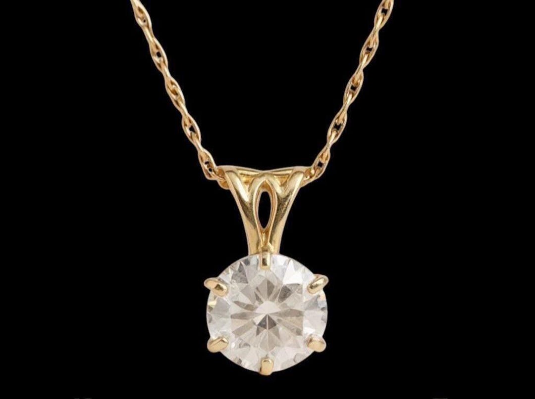 0.75 Carat GIE Certified Lab Created Diamond 14K Solid Gold Necklace - Etsy