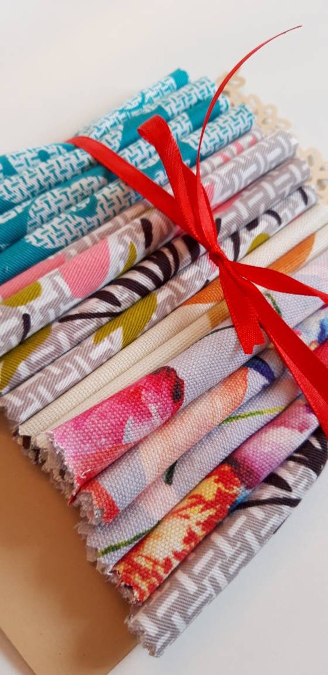 Precut Fabric Squares, 5x5 Medium Weight Fabric Squares, Set of 15