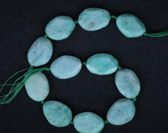 15.5inches Natural Amazonite Faceted Slab Beads Strand,Amazonite Gemstone Cut Slice Beads Necklaces Jewelry