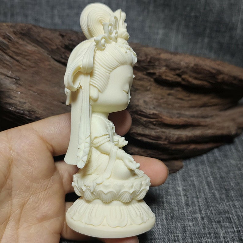 Mini Natural Ivory Nut Gemstones Carved Guanyin Bodhisattva Home Decor,Natural Gemstone Wholesale Decor Stone Beads