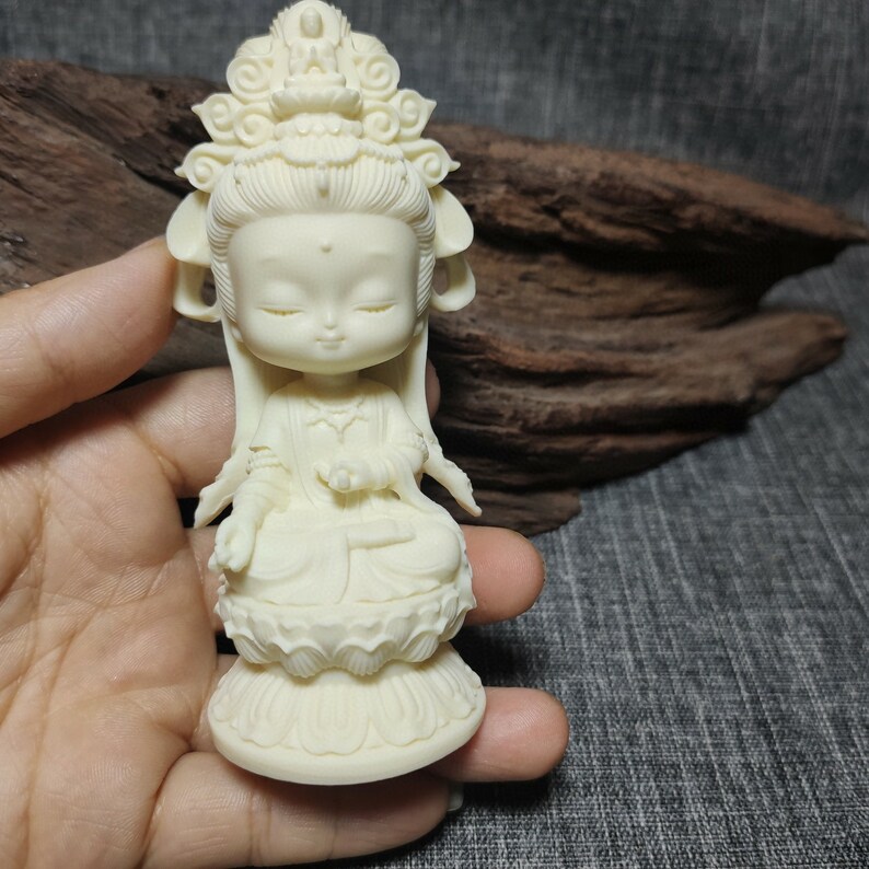 Mini Natural Ivory Nut Gemstones Carved Guanyin Bodhisattva Home Decor,Natural Gemstone Wholesale Decor Stone Beads