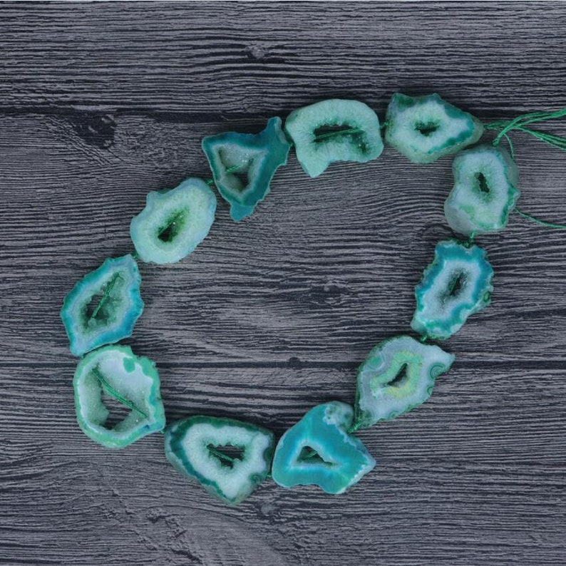 Wholesale Natural Green Druzy Agate Slab Edge Beads Raw Agate Stone Drusy Slice Nugget Pendants Crafts