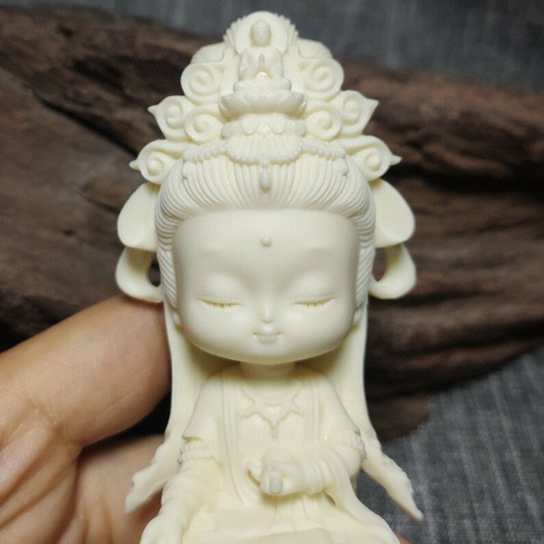 Mini Natural Ivory Nut Gemstones Carved Guanyin Bodhisattva Home Decor,Natural Gemstone Wholesale Decor Stone Beads