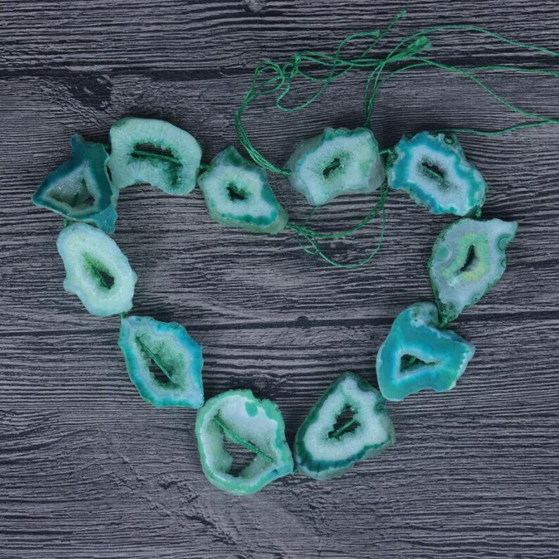 Wholesale Natural Green Druzy Agate Slab Edge Beads Raw Agate Stone Drusy Slice Nugget Pendants Crafts