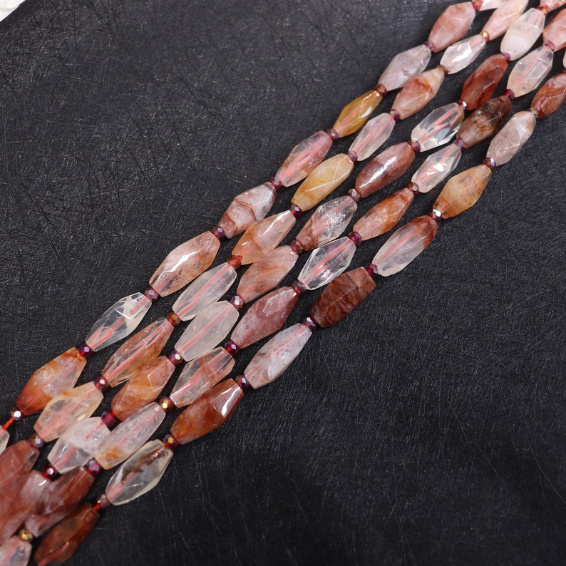 15.5inches Beautiful Red Quartz Nugget Beads,Natural Crystal Quartz Cut Slice Loose Bead Pendant Necklace Supplies