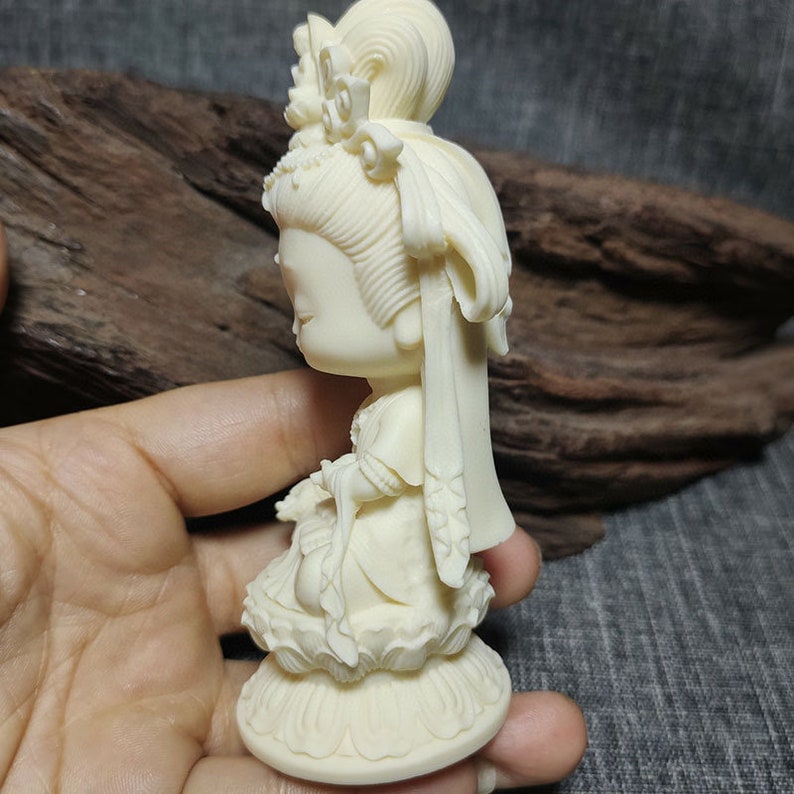 Mini Natural Ivory Nut Gemstones Carved Guanyin Bodhisattva Home Decor,Natural Gemstone Wholesale Decor Stone Beads