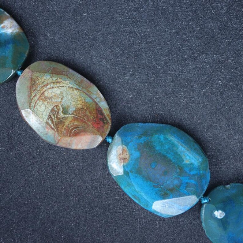Polished Blue Druzy Agate Slice Slab Beads,Large Blue Dragon Vein Agate Slab Beads Pendants Necklaces