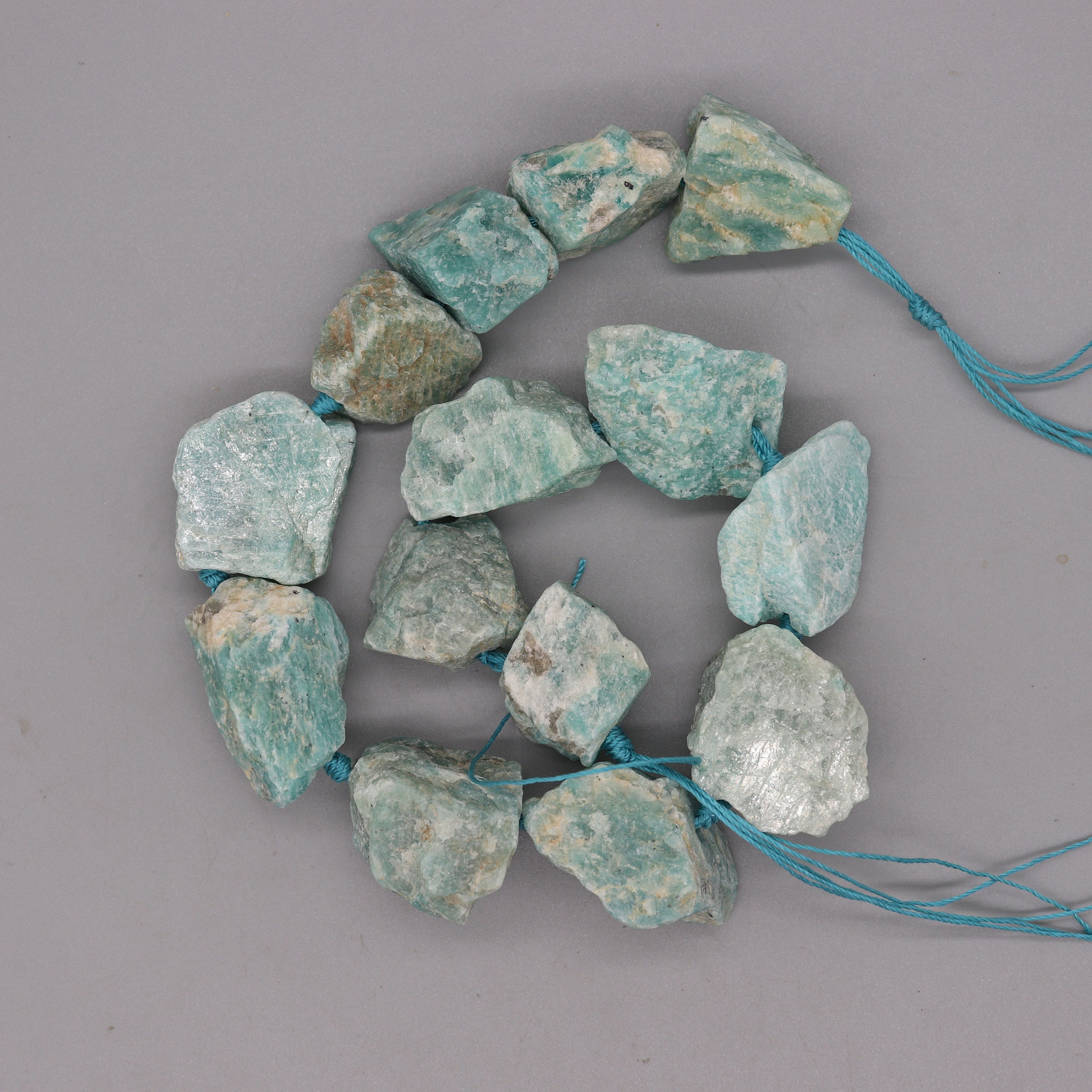 Natural Blue Amazonite Beads BulkDrilled Raw Stones Slabs Etsy