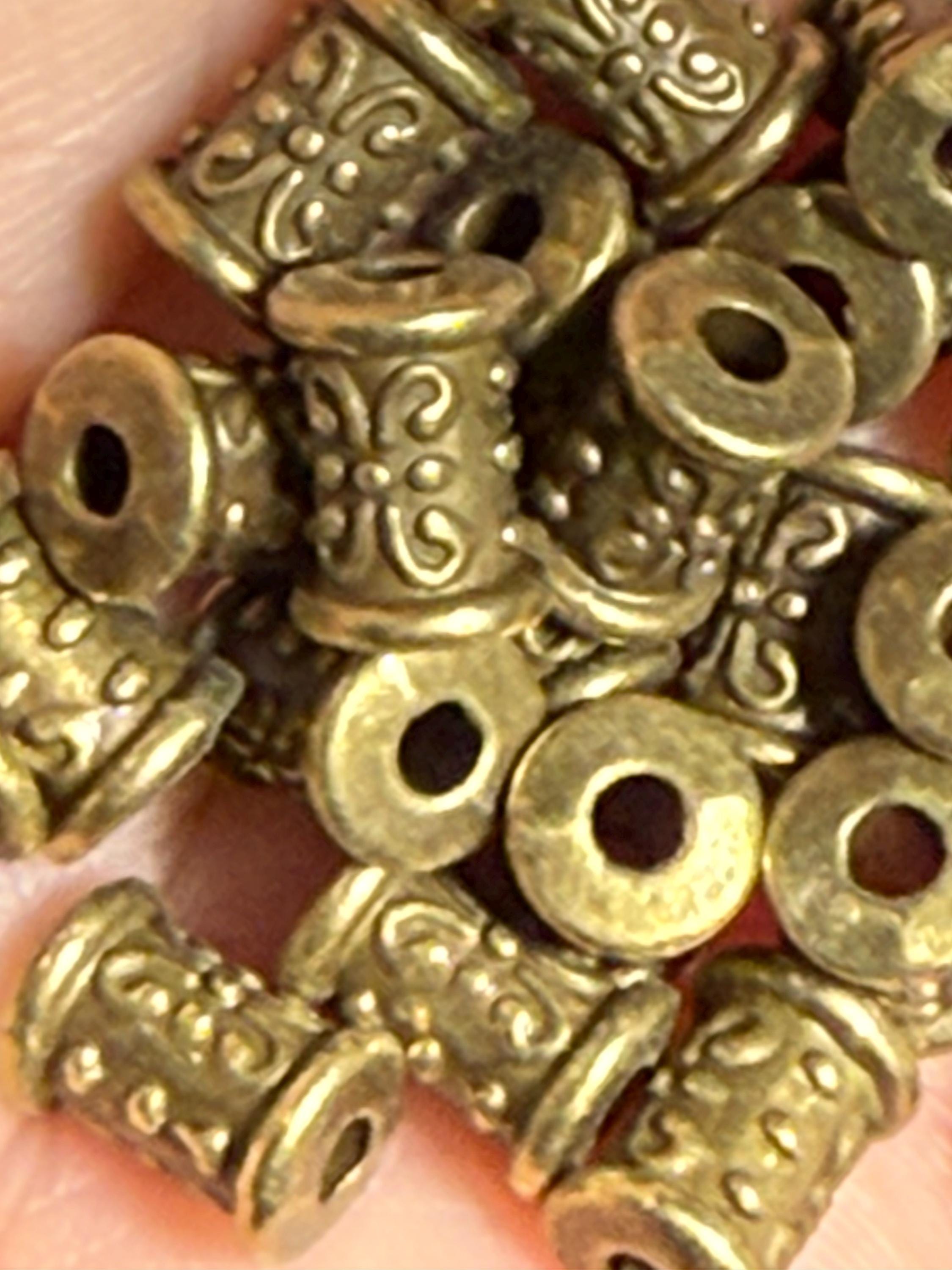 50pcs Antique Bronze Tibetan Alloy Large Hole Column Beads Nickel Free 11x10mm