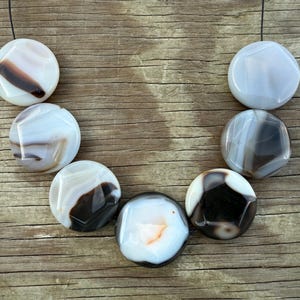 1+ large 40 mm Heihua Montana Agate stone bead, drilled Smooth gray large Agate focal beads, Large Agate round gemstone