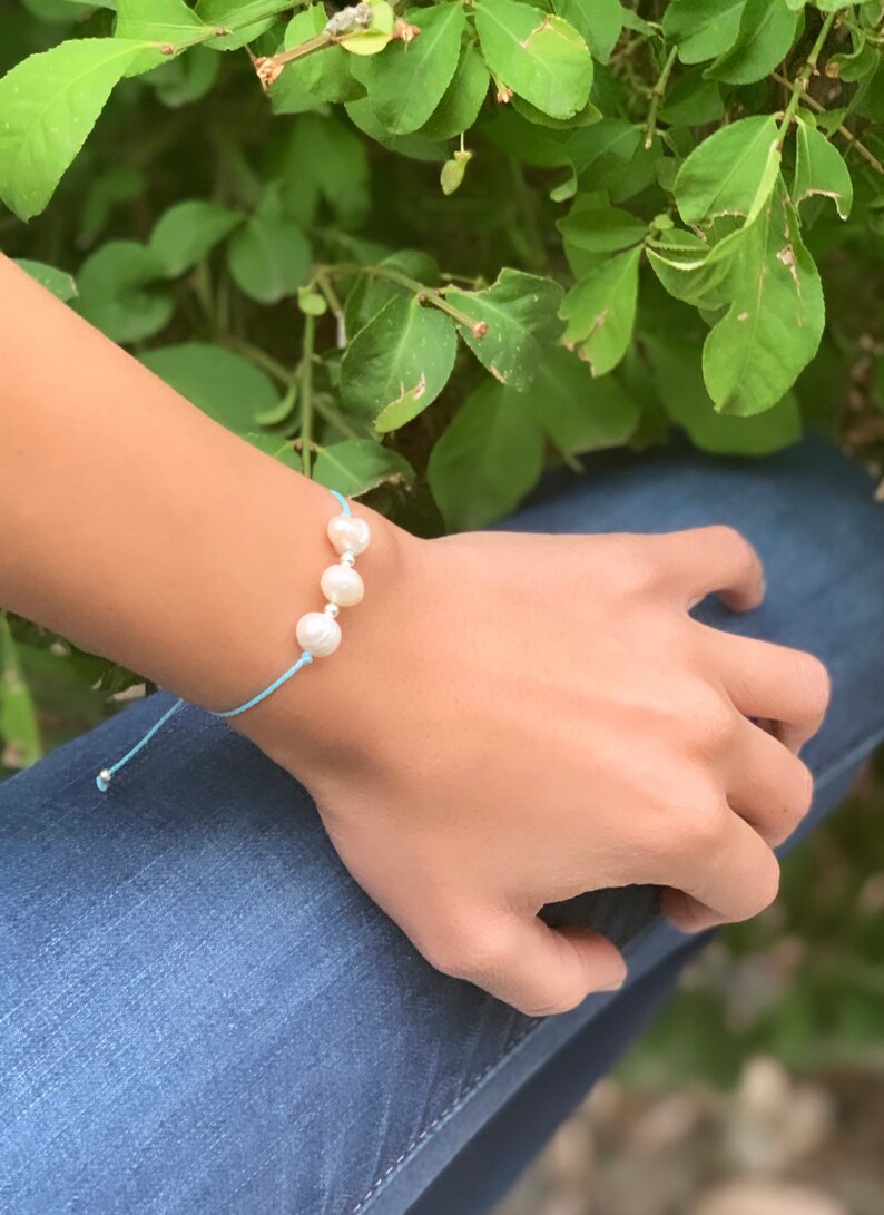 friendship bracelet Waxed cord bracelet gift for her! Fresh water pearls