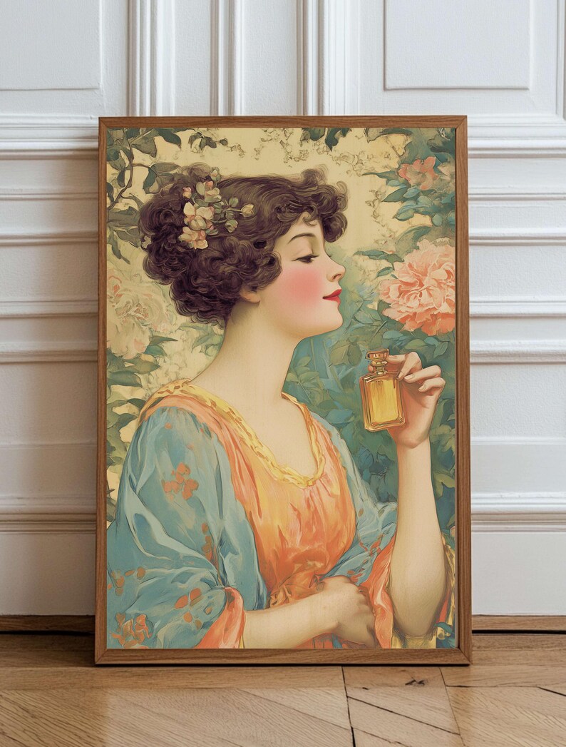Vintage Floral Portrait — Romantic Victorian Woman Digital Wall Art ...