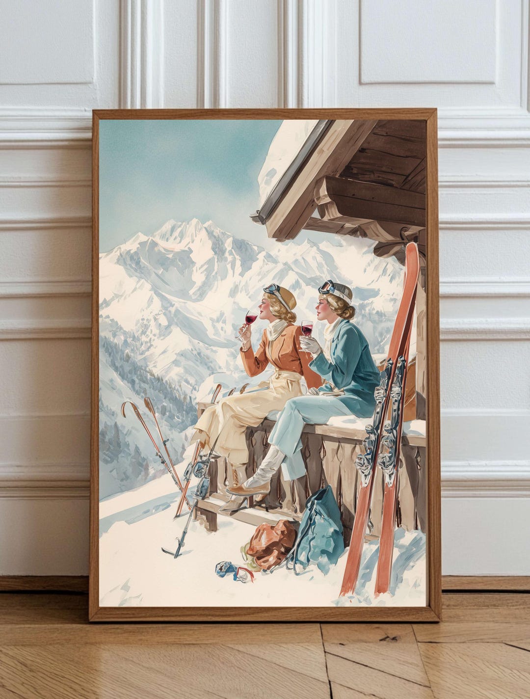Vintage Apres Ski Watercolor Art Print, Chic Winter Fashion (digital ...