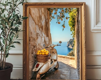 Lemon Scooter Print | Retro Italian Kitchen Art (Digital Download)
