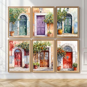 10 Portugal Doors Wall Art Bundle | 20x30 inch Digital Download | Colorful Mediterranean Door Prints | Lisbon Porto Decor | Instant Download