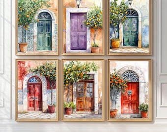 Stampa artistica acquerello "Porte del Portogallo" / Decorazione Lisbona Porto (download digitale)