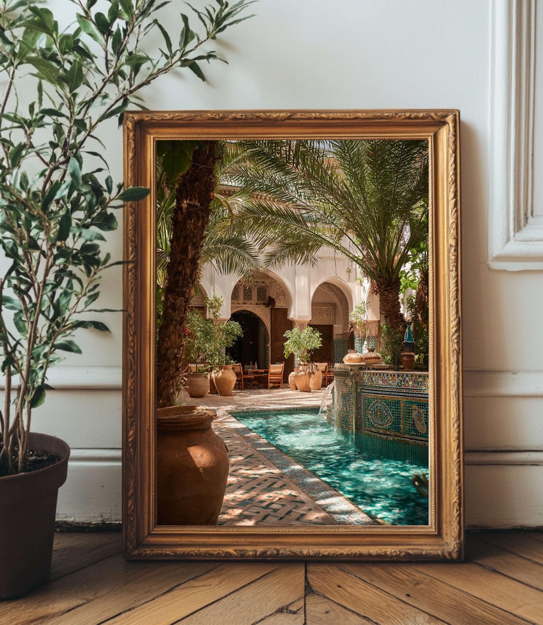 Moroccan Courtyard Wall Art | Mediterranean Decor Print | Digital ...