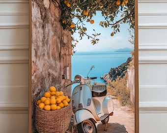 Lemon Scooter Print | Retro Italian Summer Wall Art (Digital Download)