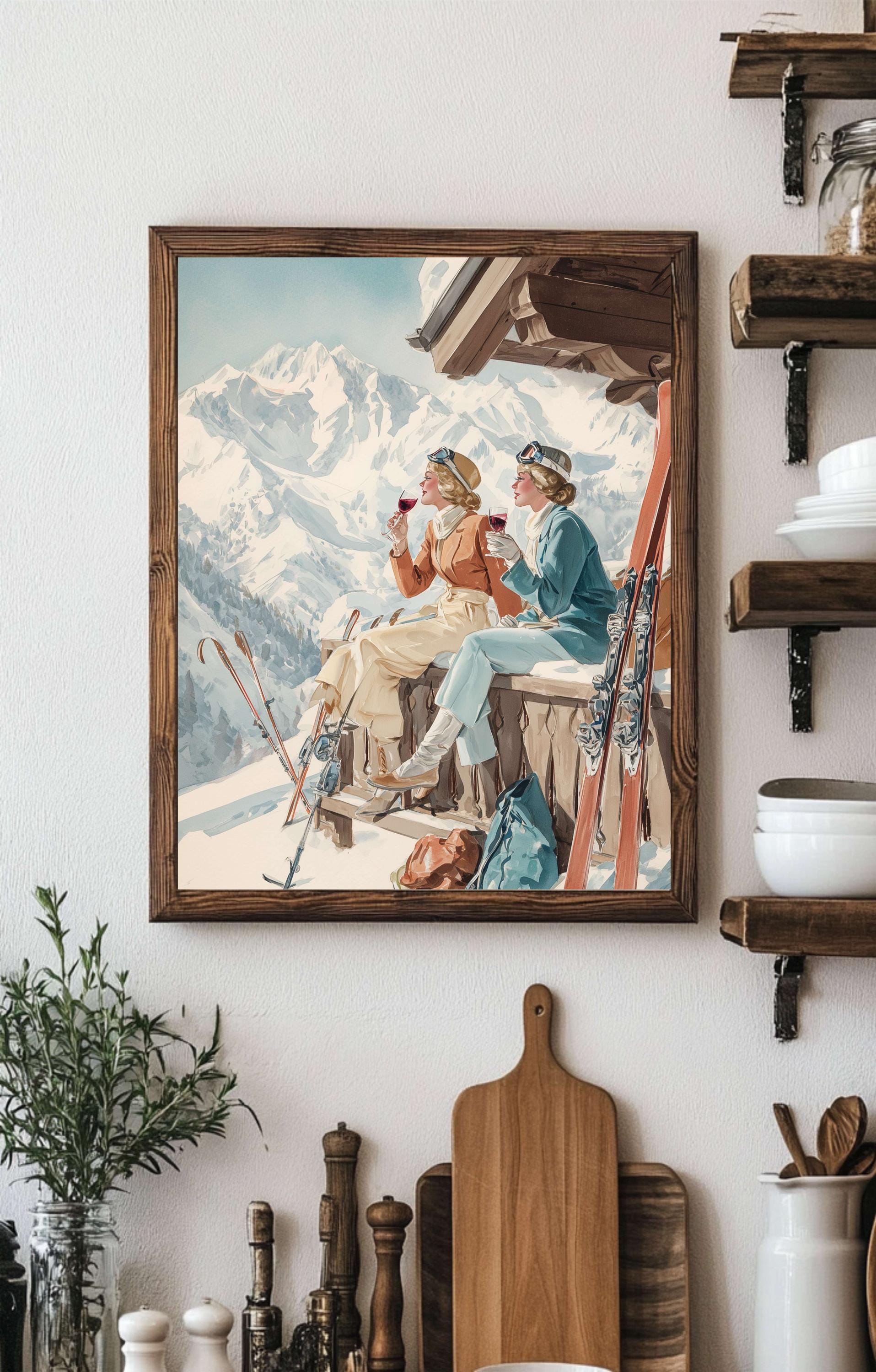 Vintage Apres Ski Watercolor Art Print, Chic Winter Fashion (digital ...