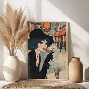 Printable Vintage Paris Wall Art | Parisian Women Illustration | French Aesthetic Print | Retro Paris Decor | Digital Download