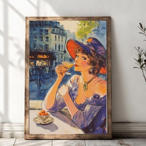 Vintage Paris Wall Art | Parisian Lady Illustration | French Aesthetic Print | Retro Paris Decor | Digital Download