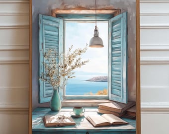 Greek Island Seascape Print – Aegean Sea View, Coastal Home Decor (Digital Download)