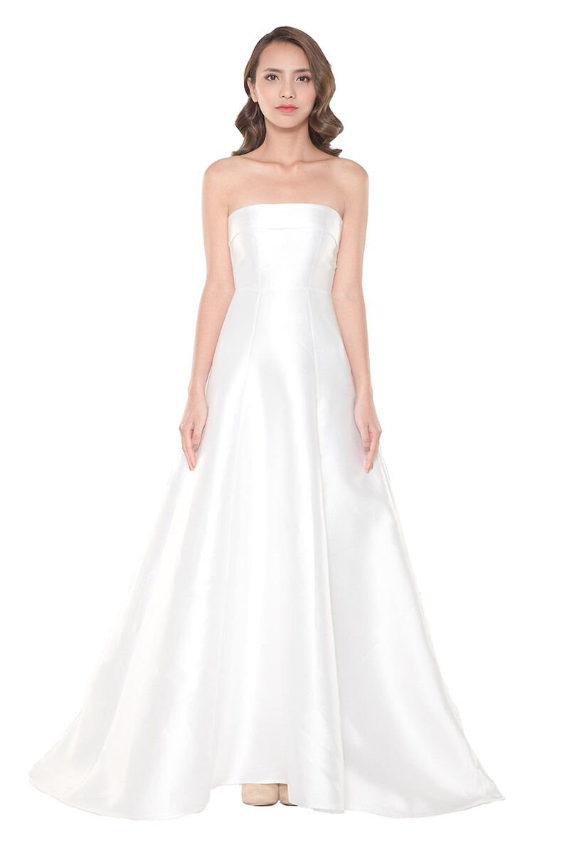 Elegant White Wedding Dress Long Wedding Dress Etsy