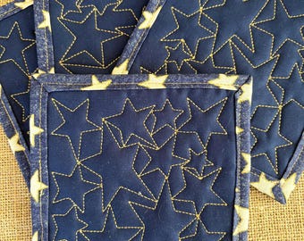 Starry Dark Blue Coasters - Americana Stars