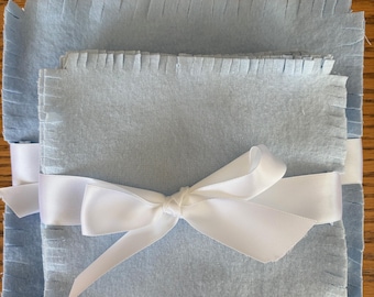 Prewashed, Prefringed Light Blue Flannel Squares for Rag Quilts - Two Sizes