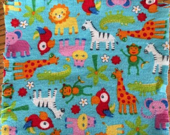 Prewashed, Prefringed, Zoo Animals - Flannel Squares for Rag Quilts - Two Sizes