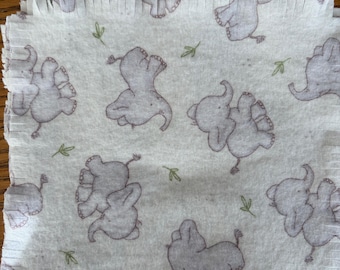Prewashed, Prefringed Darling Baby Elephant Flannel Squares for Rag Quilts - Two Sizes