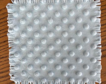 Prefringed Light Blue Minky Dot Squares for Rag Quilts - Two Sizes