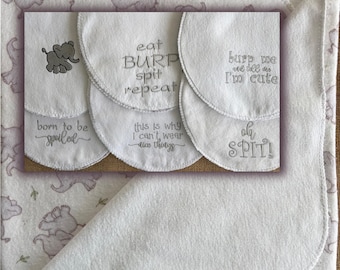 Customizable Baby Elephant Burp Cloths and Receiving Blankets - Buy Already Made or Create your own
