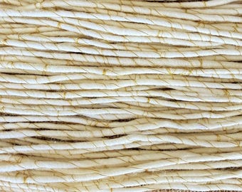 Core Spun - Undyed Merino Wrapped with Gold Metallic Thread - Display Yarn