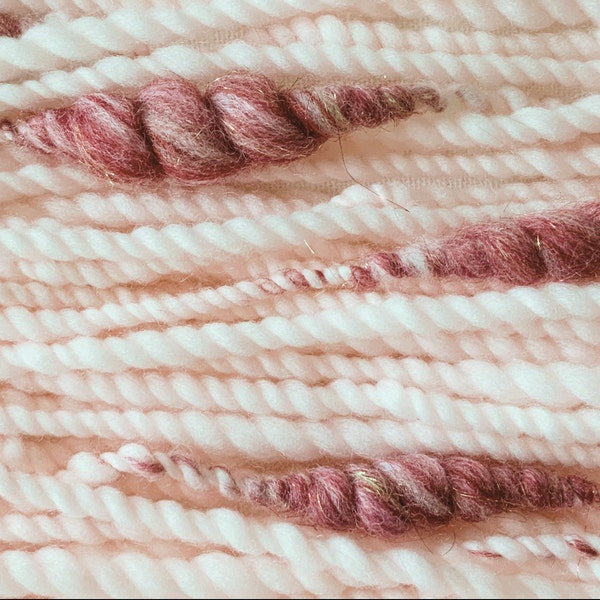 Chunky Art Yarn-Hand Spun Acrylic with Wool Coils/Beehives-Slubs-Thick and Thin for Weaving, Macrame