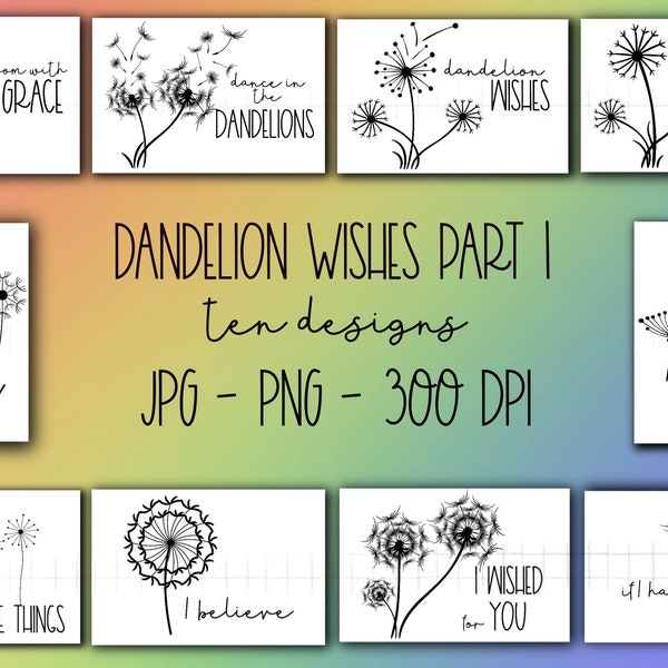 Reduced! Dandelion Wishes Clip Art Part 1 - PNG and PNG - 300 DPI