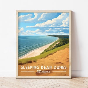 Sleeping Bear Dunes | Michigan print | Lake Michigan | Michigan wall art | Travel poster | Michigan poster | Great lakes | Michigan decor