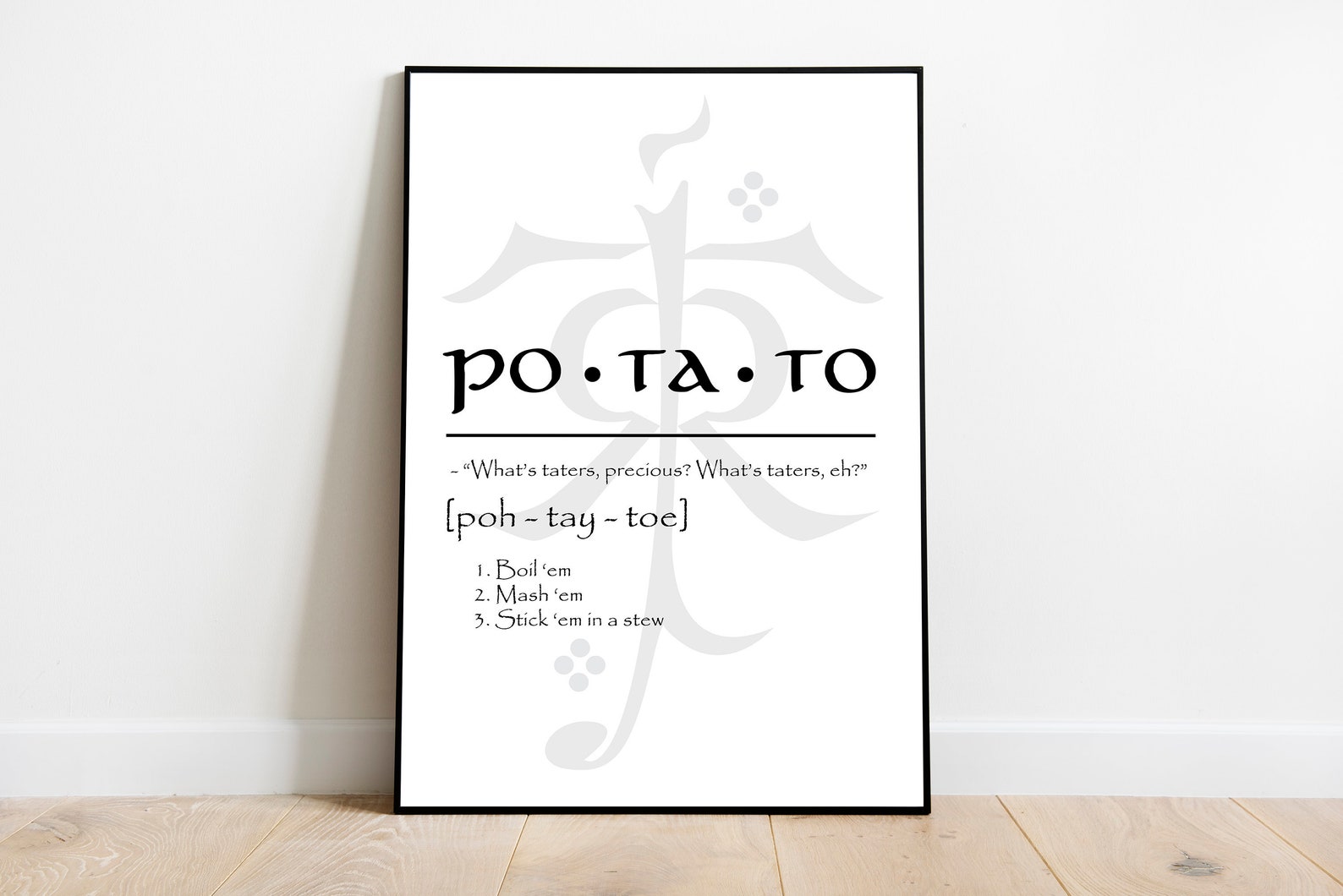 Lord Of The Rings Poster Potato Definition Poster LOTR Etsy